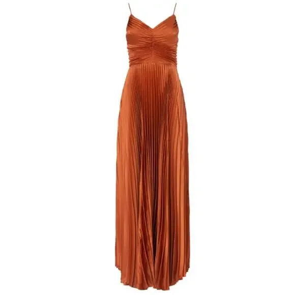 DELFI Collective Aria Satin Sweetheart Gown Brown M - Picture 10 of 11